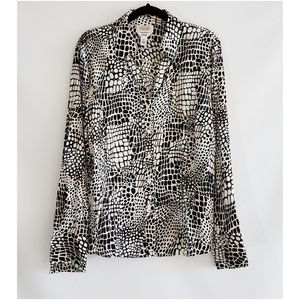 🌺Talbots Button Down Animal Print Silk Shirt
